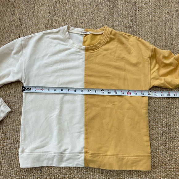 Marine Layer Cate colorblock sweatshirt yellow and off white size small - Picture 9 of 10